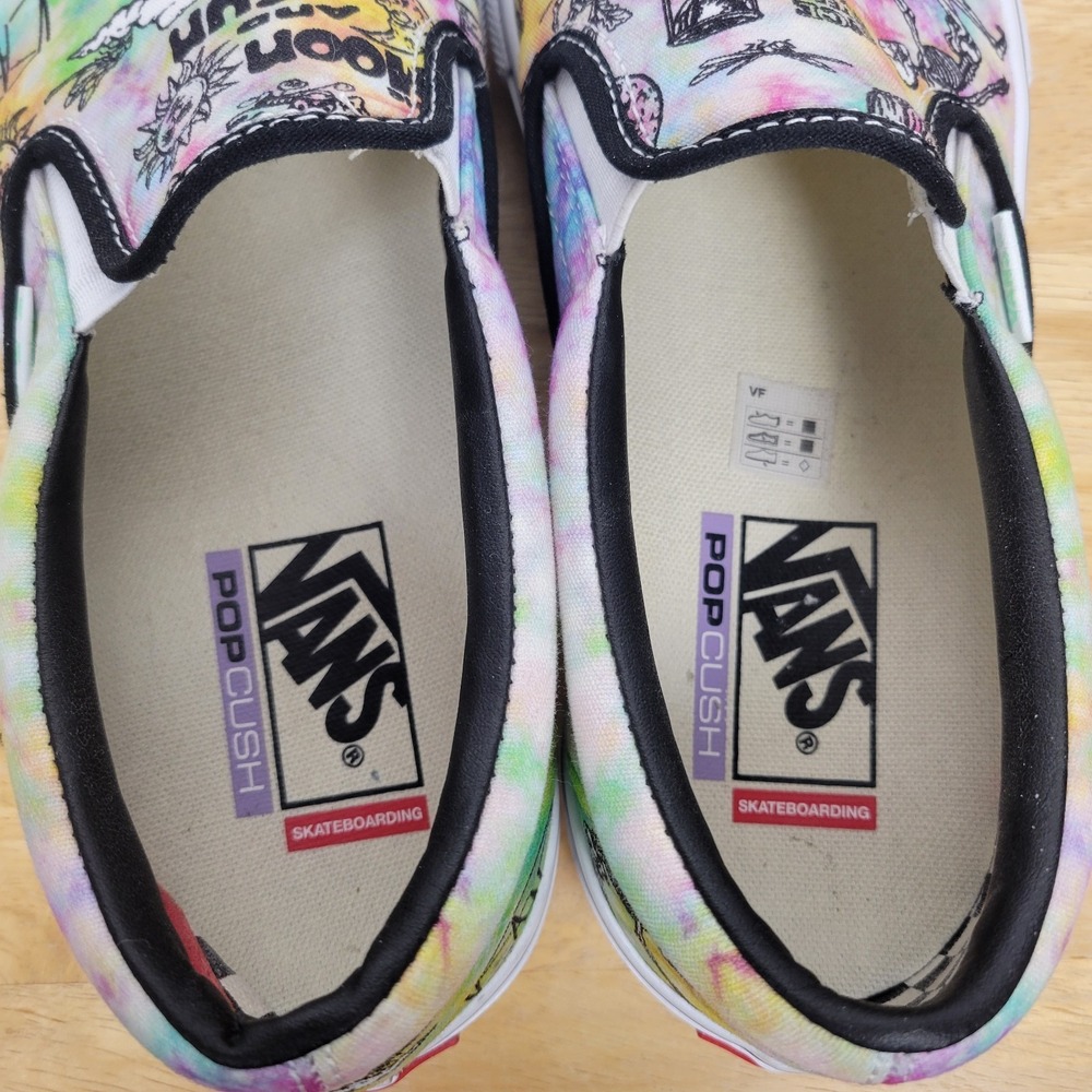 Vans Skate Slip On Shroom Doom Tie Dye Skeleton Shoes Mens 9.5 Psychedelic - Picture 3 of 14